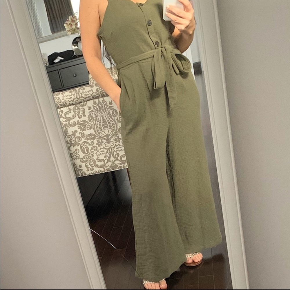 NWT Rachel Zoe Olive Cotton Jumpsuit